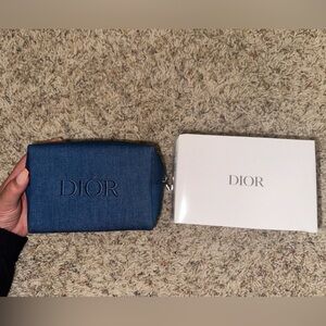 Dior blue denim cosmetic purse bag